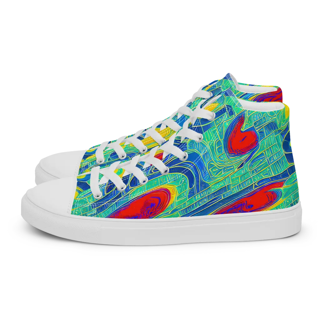 Neon Raceway on Women's High Top Canvas Shoes — Left
