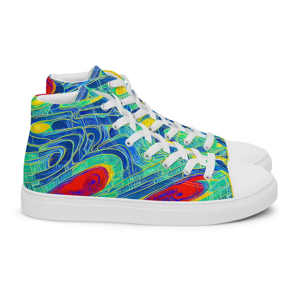 Neon Raceway on Women's High Top Canvas Shoes — Right