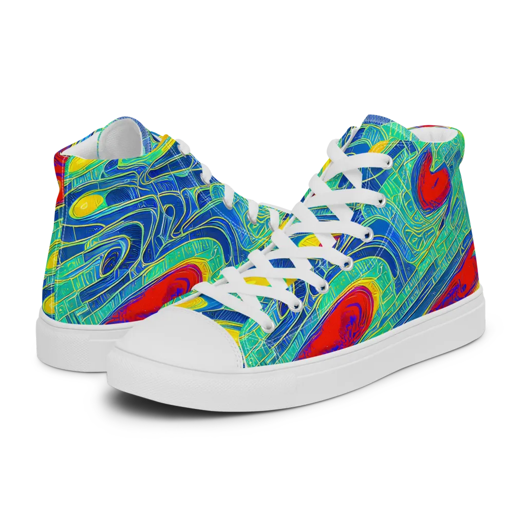 Neon Raceway on Women's High Top Canvas Shoes — Left