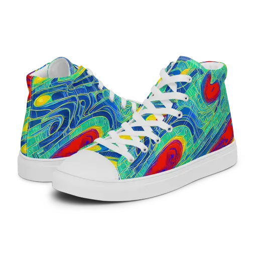 Neon Raceway on a Women's High Top Canvas Shoes
