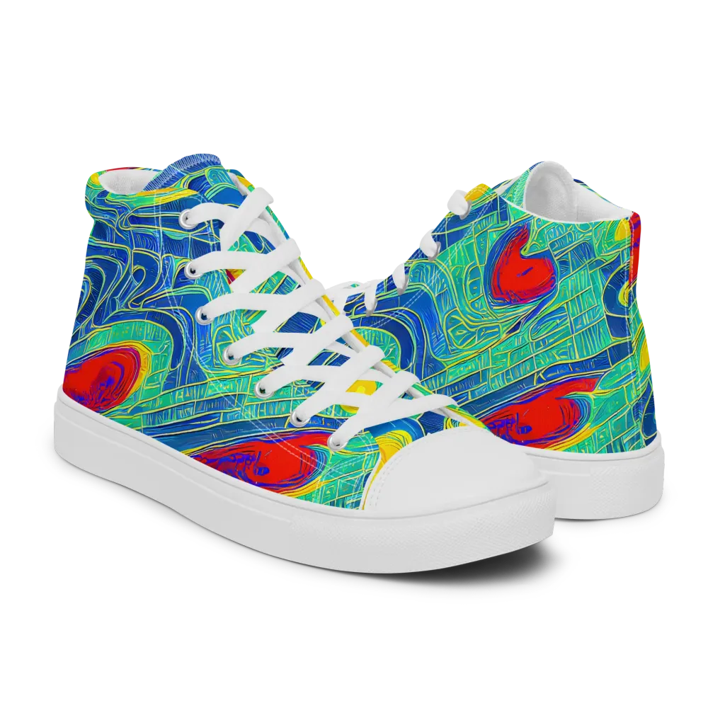 Neon Raceway on Women's High Top Canvas Shoes — Right