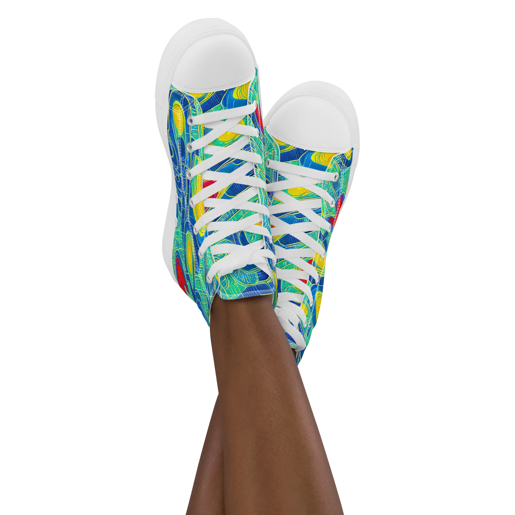 Neon Raceway on Women's High Top Canvas Shoes — Front