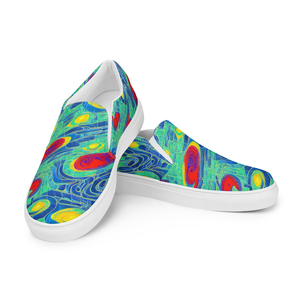 Neon Raceway on Men's Slip-On Canvas Shoes — Left Front