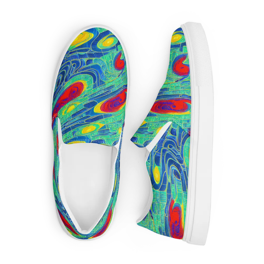 Neon Raceway on Men's Slip-On Canvas Shoes — Front