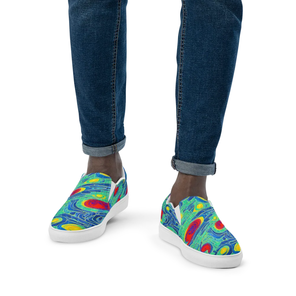 Neon Raceway on Men's Slip-On Canvas Shoes — Front