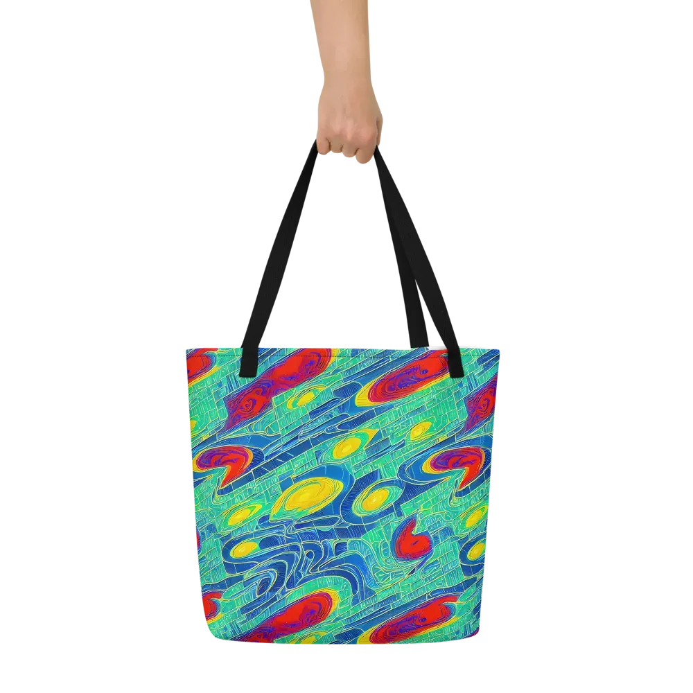 Neon Raceway on Large Tote Bag W/ Pocket — Front