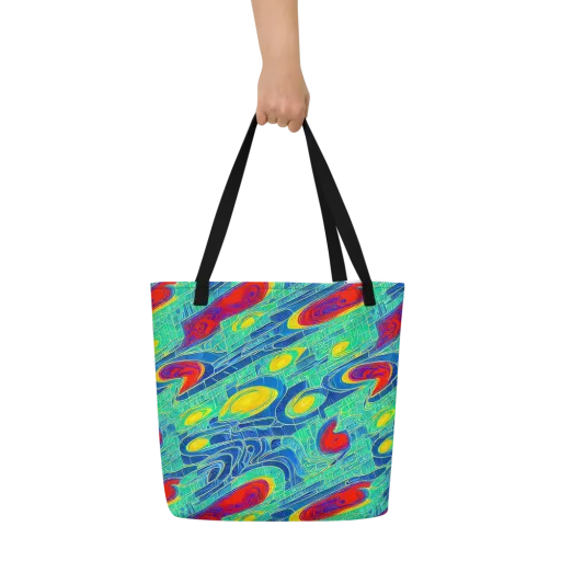 Neon Raceway on a Large Tote Bag W/ Pocket