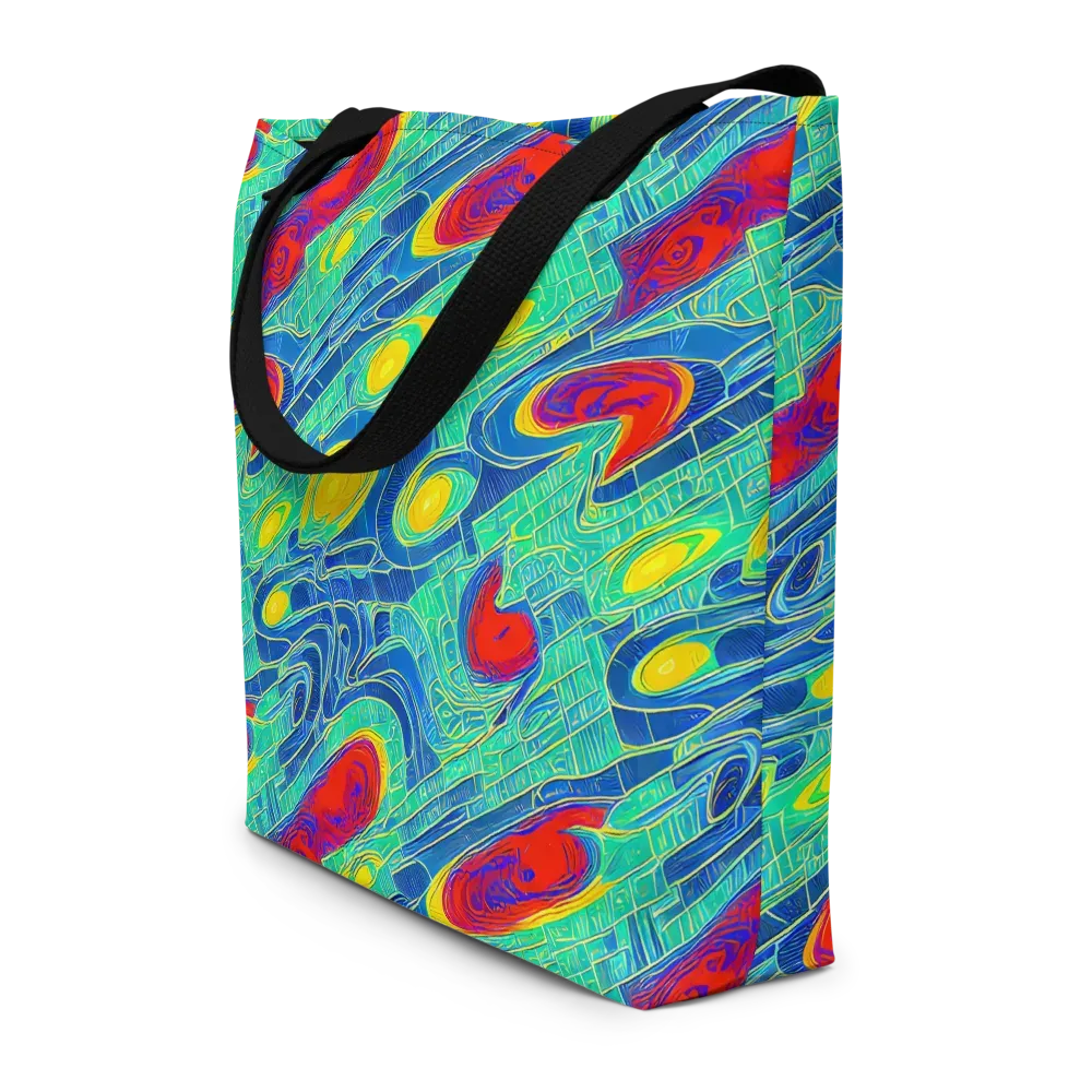 Neon Raceway on Large Tote Bag W/ Pocket — Front
