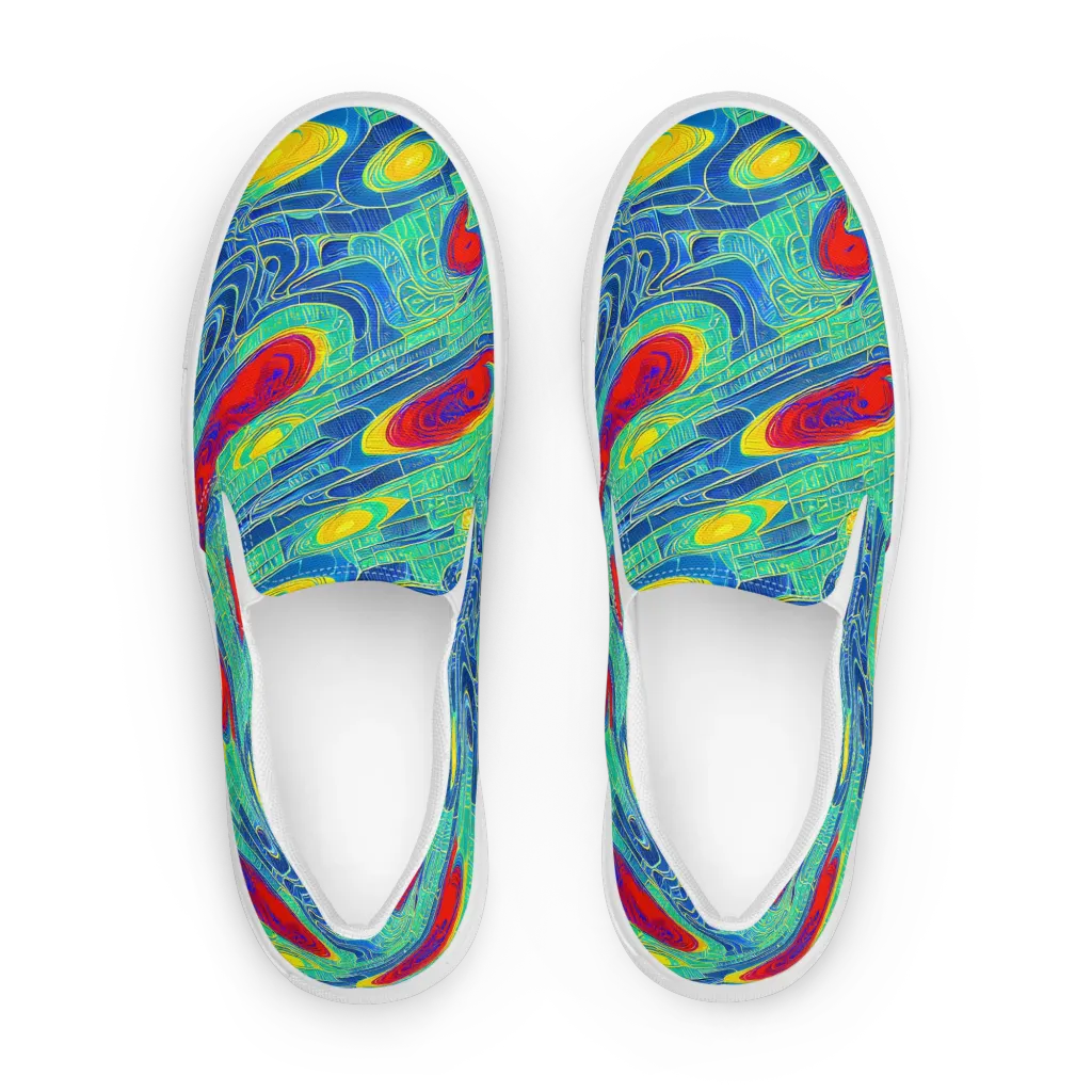 Neon Raceway on Women's Slip-On Canvas Shoes — Front