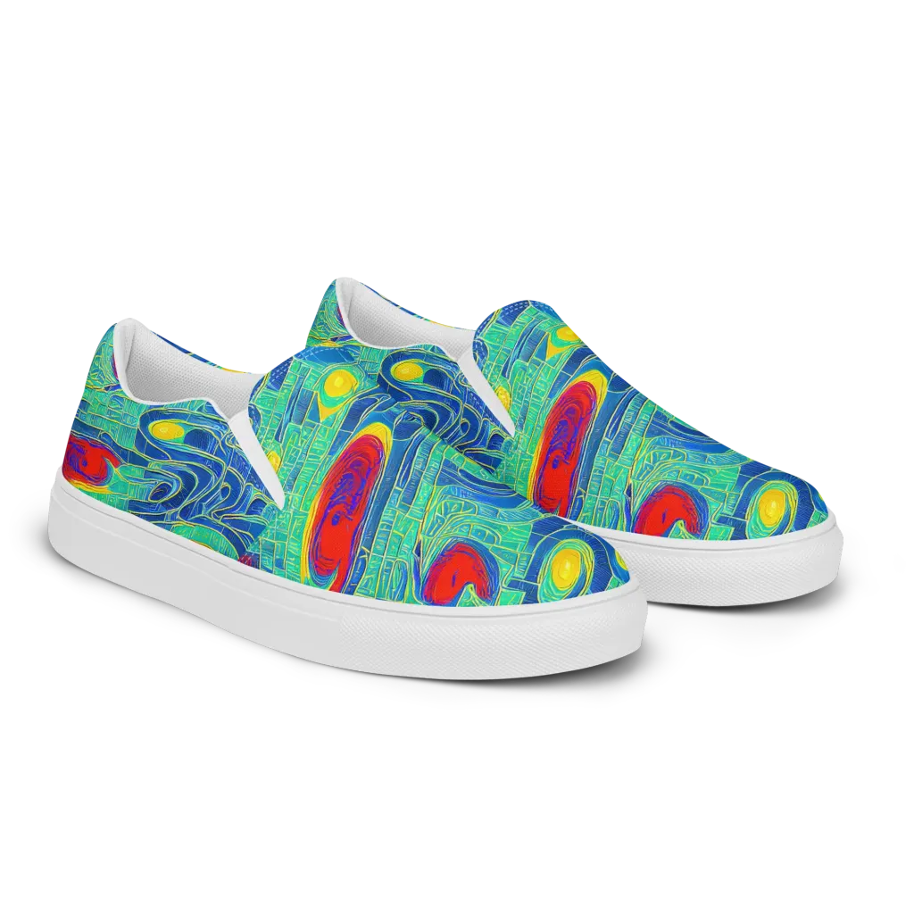 Neon Raceway on Women's Slip-On Canvas Shoes — Right Front