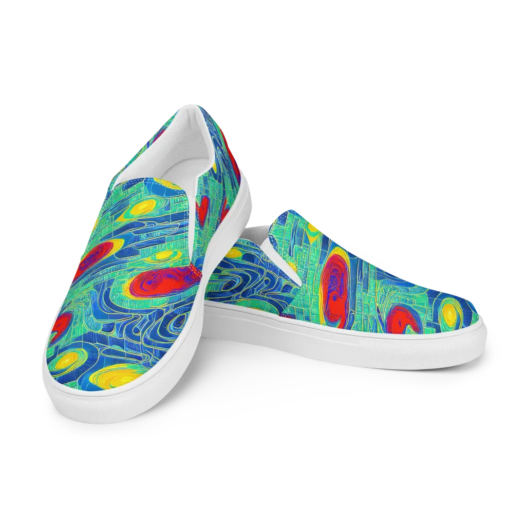 Neon Raceway on Women's Slip-On Canvas Shoes — Left Front