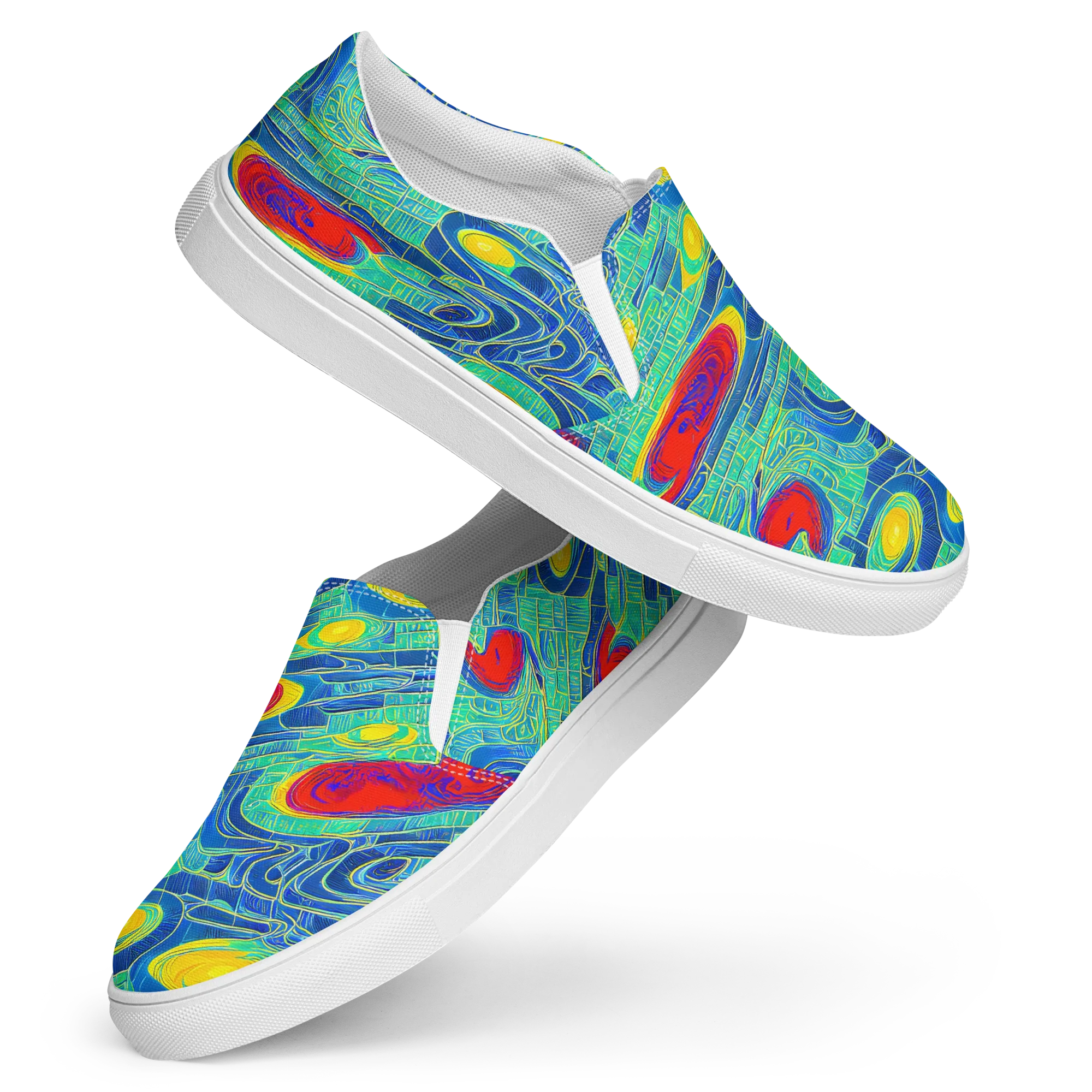 Neon Raceway on Women's Slip-On Canvas Shoes — Front