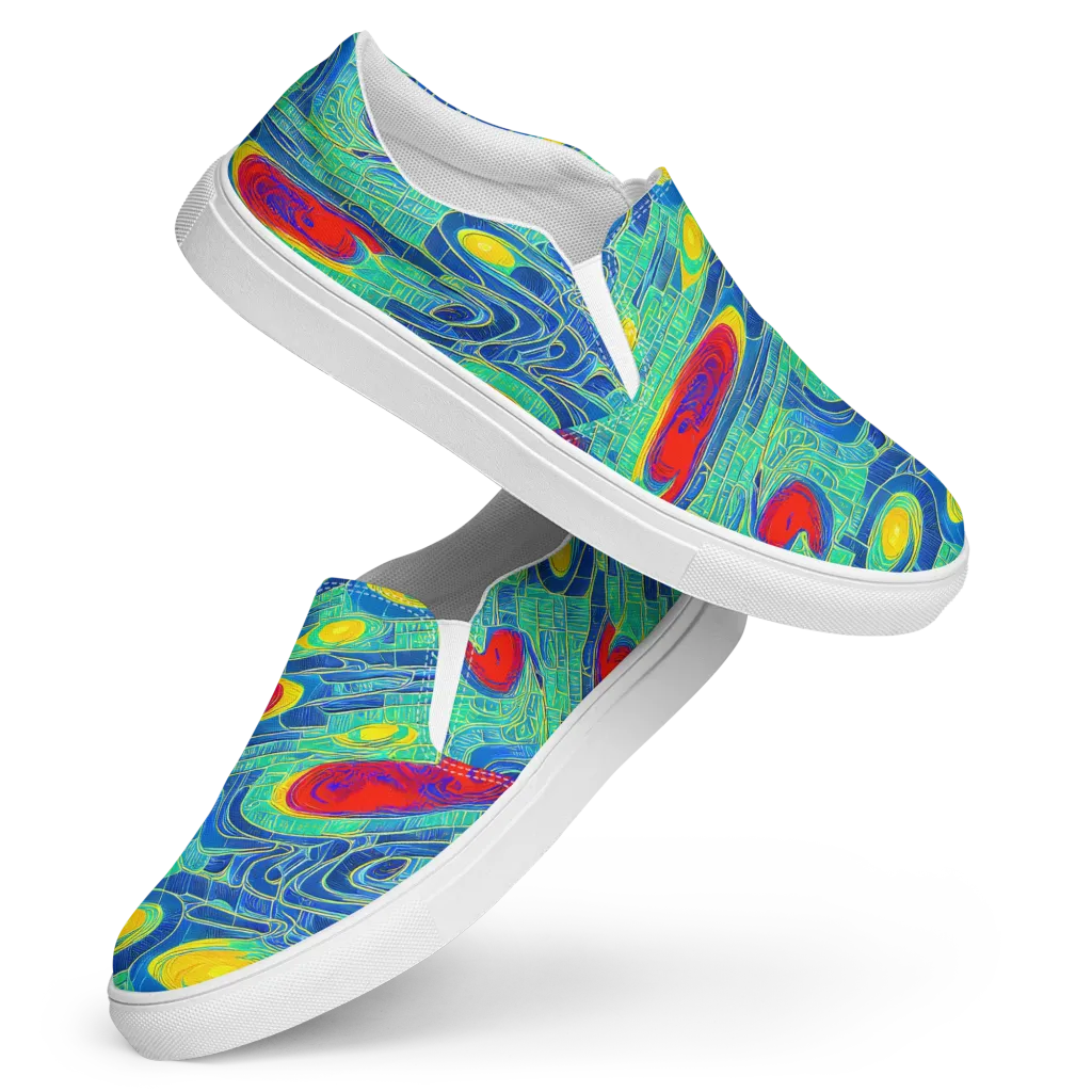 Neon Raceway on Women's Slip-On Canvas Shoes — Front