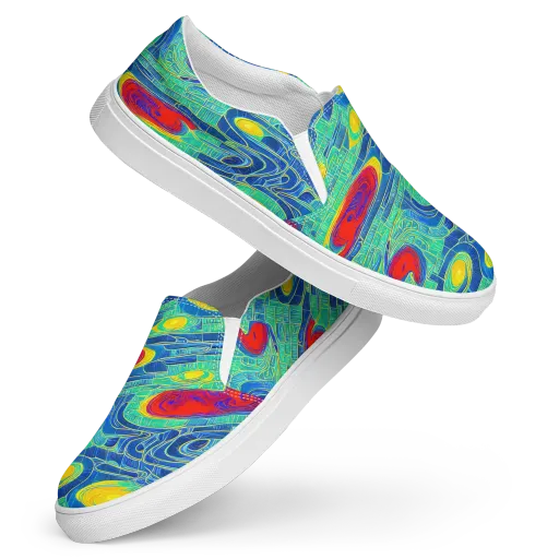 Neon Raceway on a Women's Slip-On Canvas Shoes