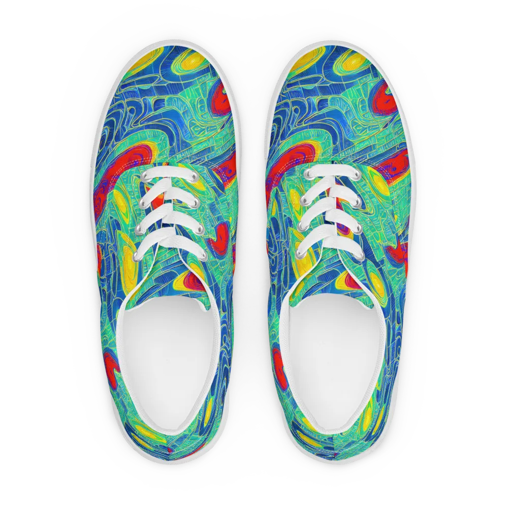 Neon Raceway on Men's Lace-Up Canvas Shoes — Front
