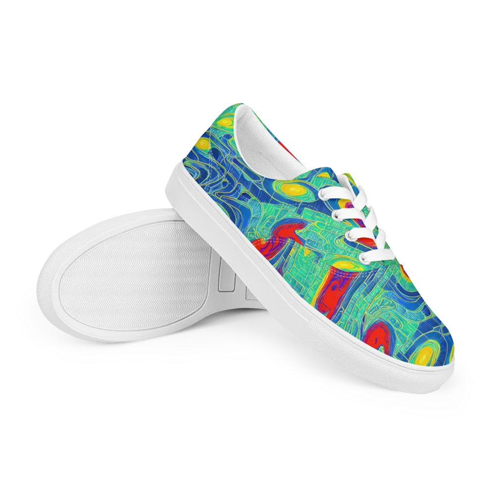 Neon Raceway on Men's Lace-Up Canvas Shoes — Right Front