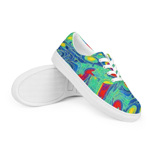 Neon Raceway on a Men's Lace-Up Canvas Shoes