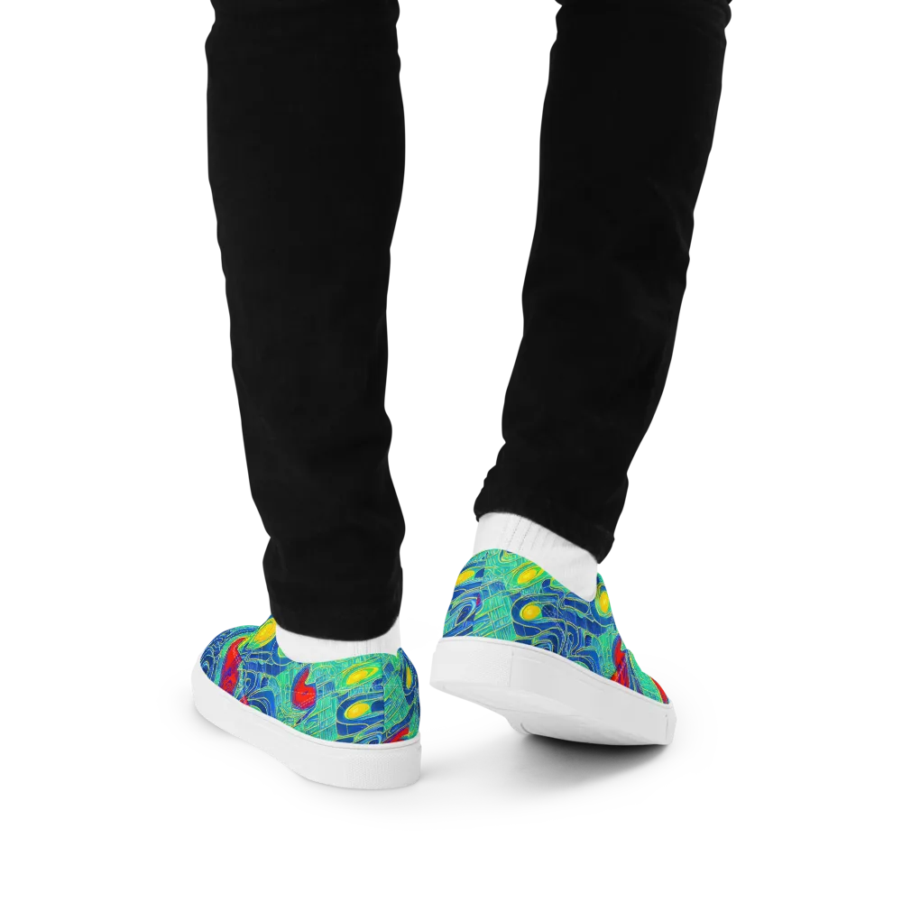 Neon Raceway on Men's Lace-Up Canvas Shoes — Back