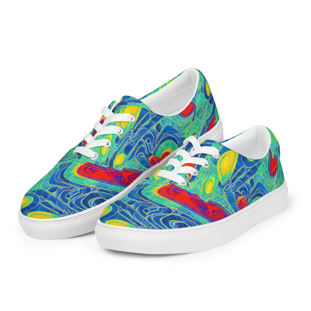 Neon Raceway on Men's Lace-Up Canvas Shoes — Left Front