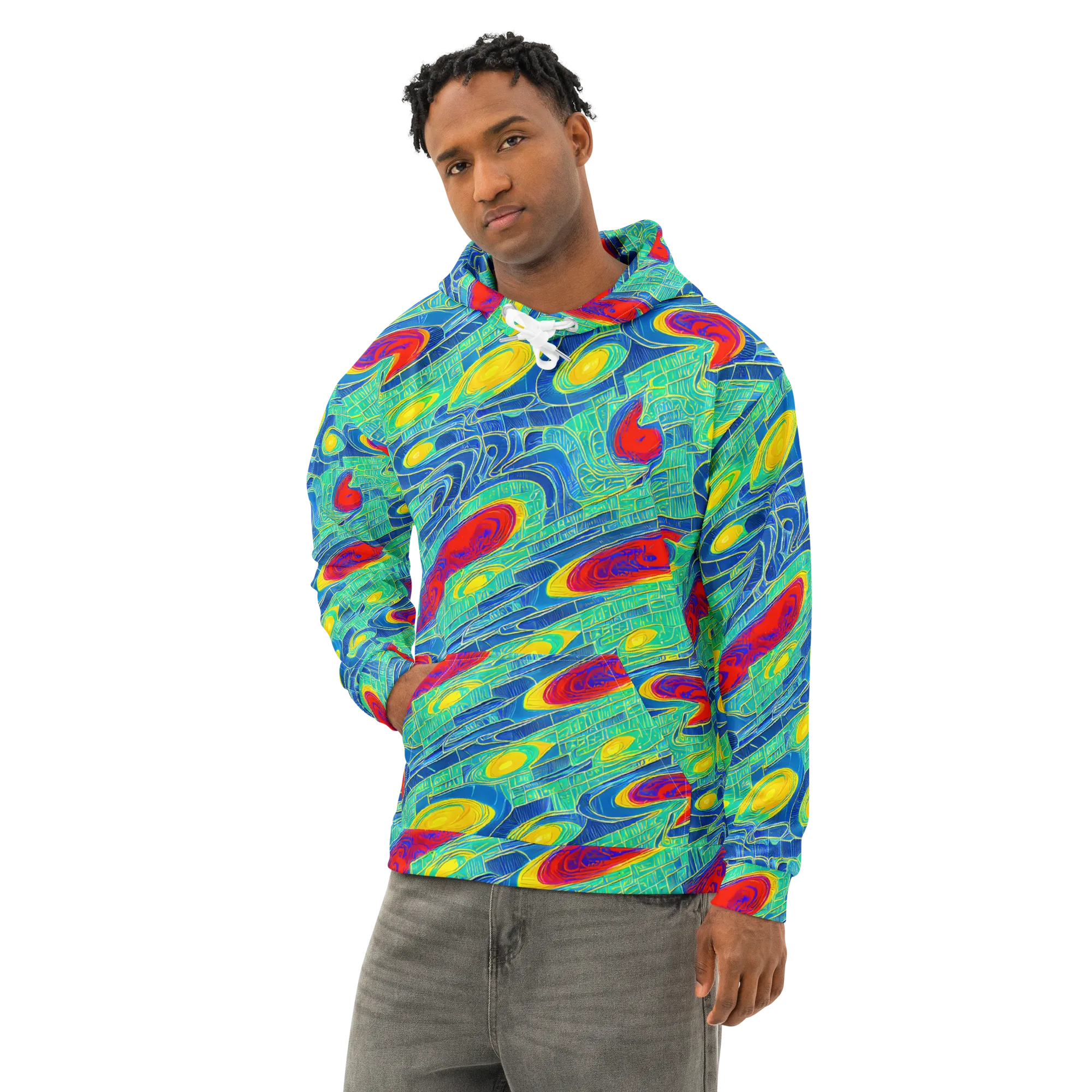 Neon Raceway on Cotton Hoodie — Left Front