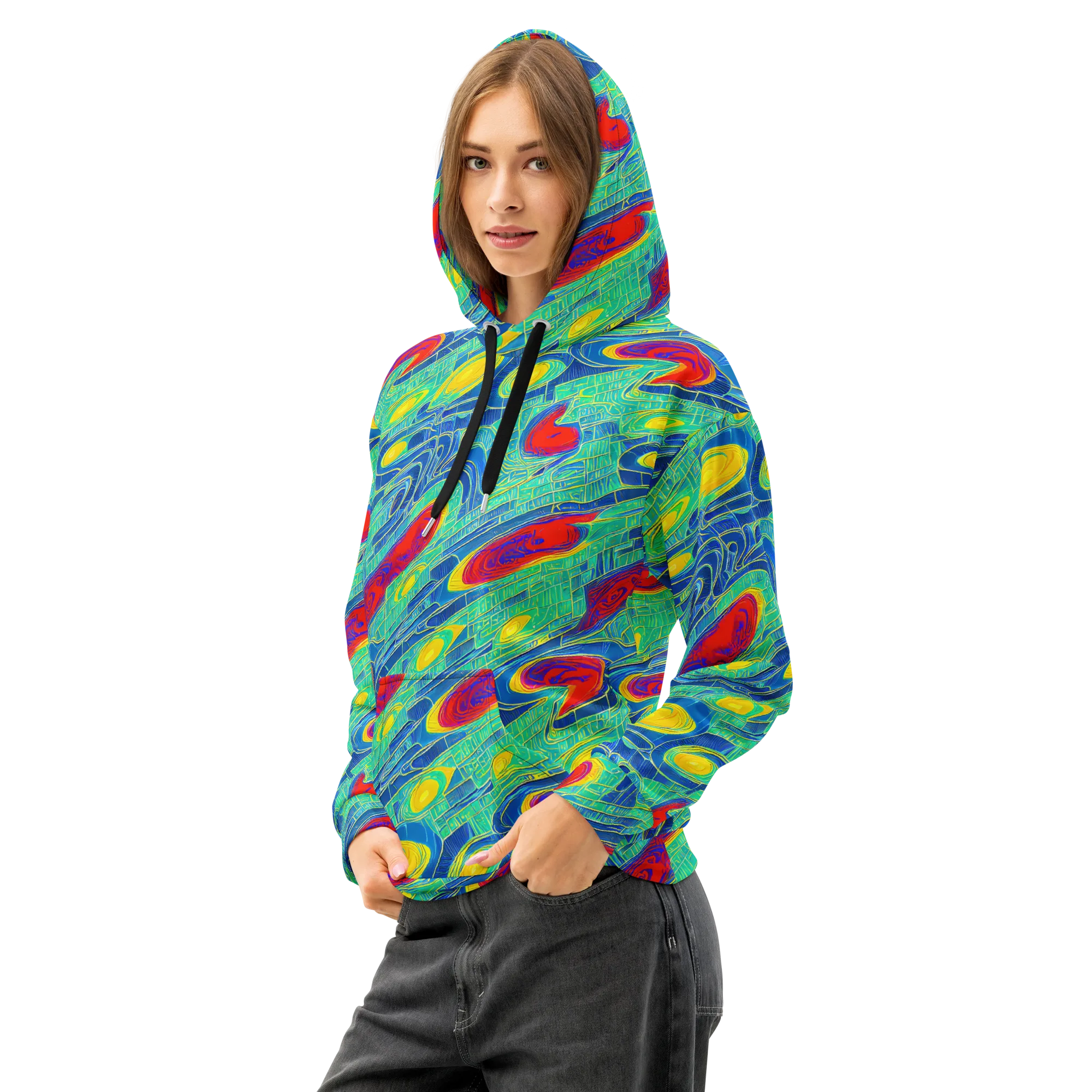 Neon Raceway on Cotton Hoodie — Left Front