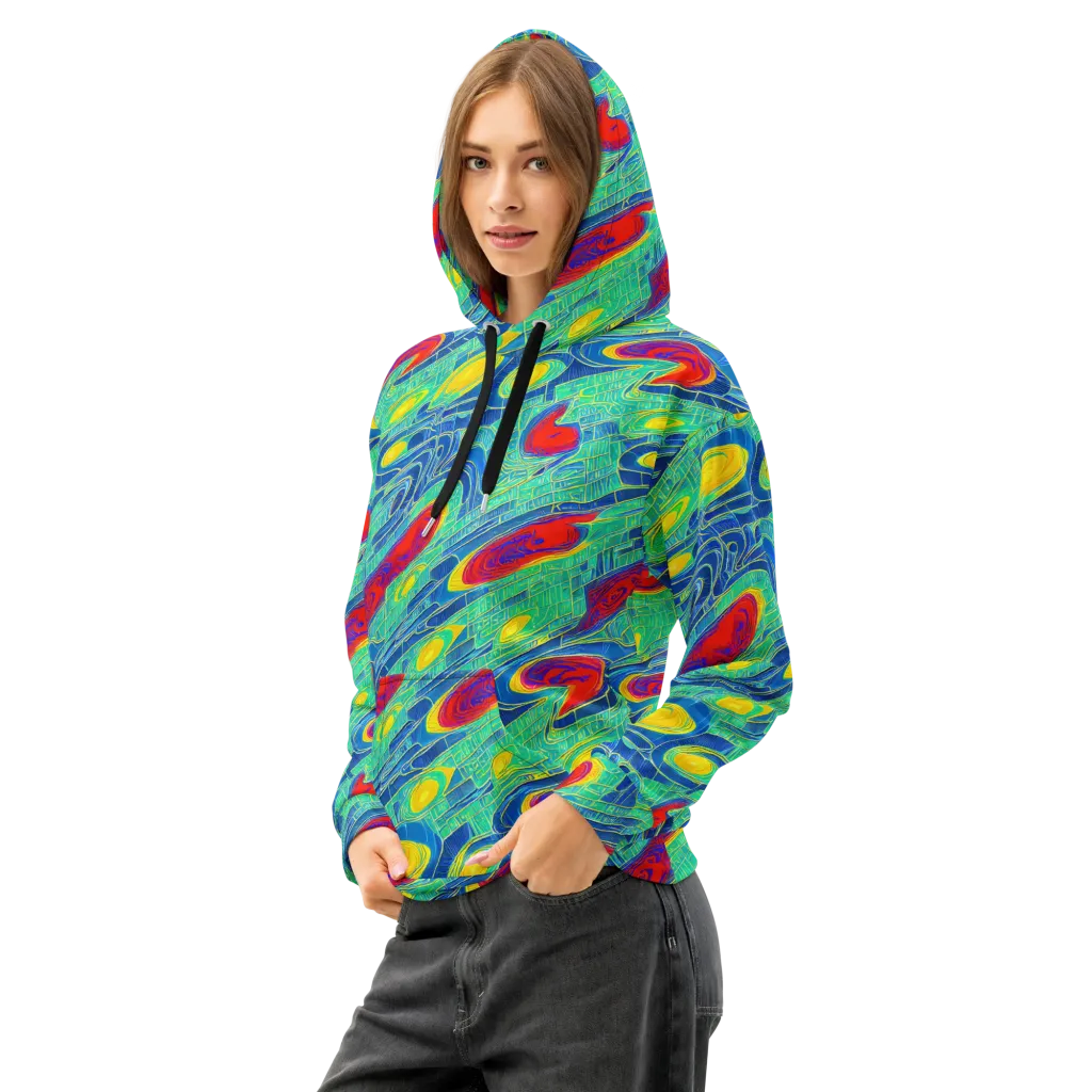 Neon Raceway on Cotton Hoodie — Left Front