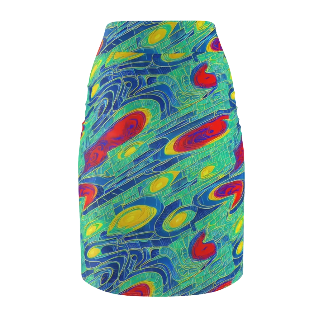Neon Raceway on Pencil Skirt — Back