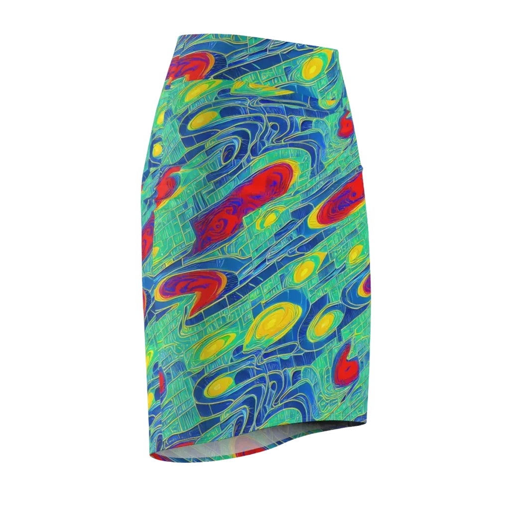 Neon Raceway on Pencil Skirt — Front Side