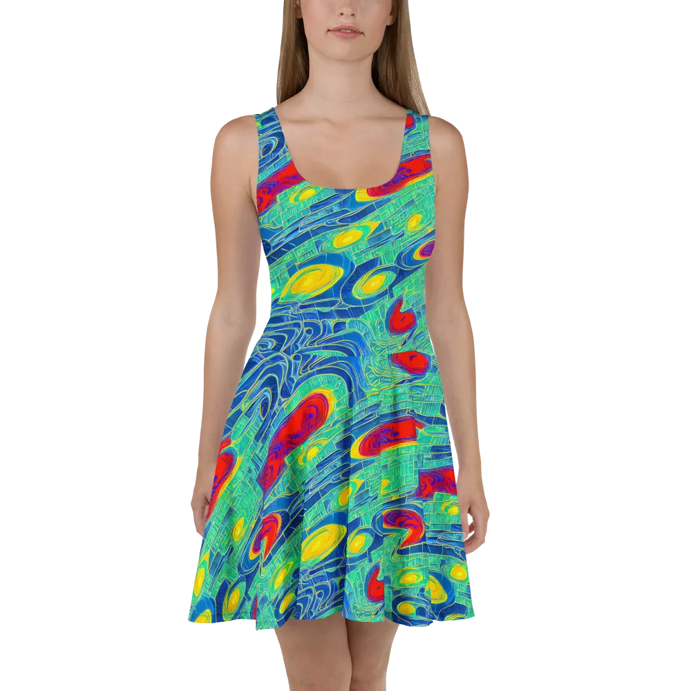 Neon Raceway on Skater Dress — Front