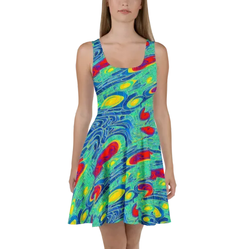Neon Raceway on a Skater Dress
