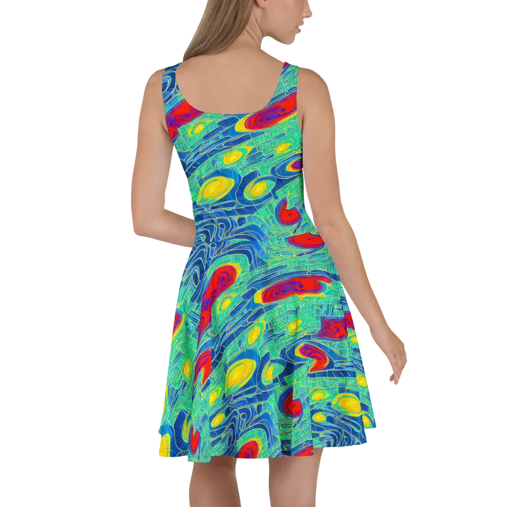 Neon Raceway on Skater Dress — Back