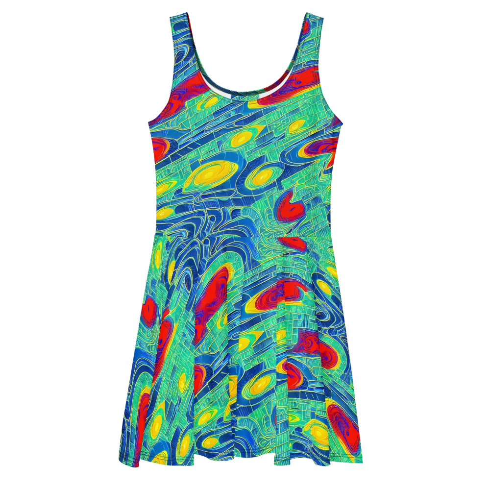 Neon Raceway on Skater Dress — Front