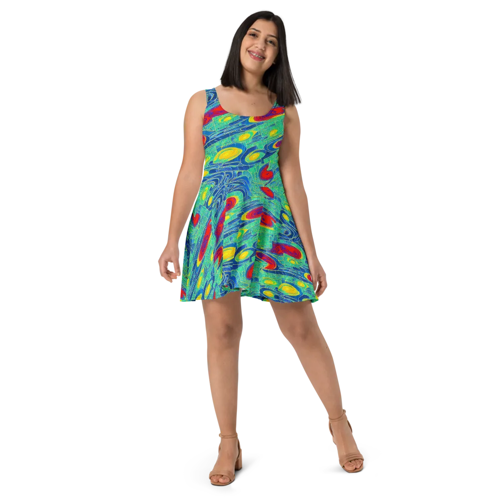 Neon Raceway on Skater Dress — Front