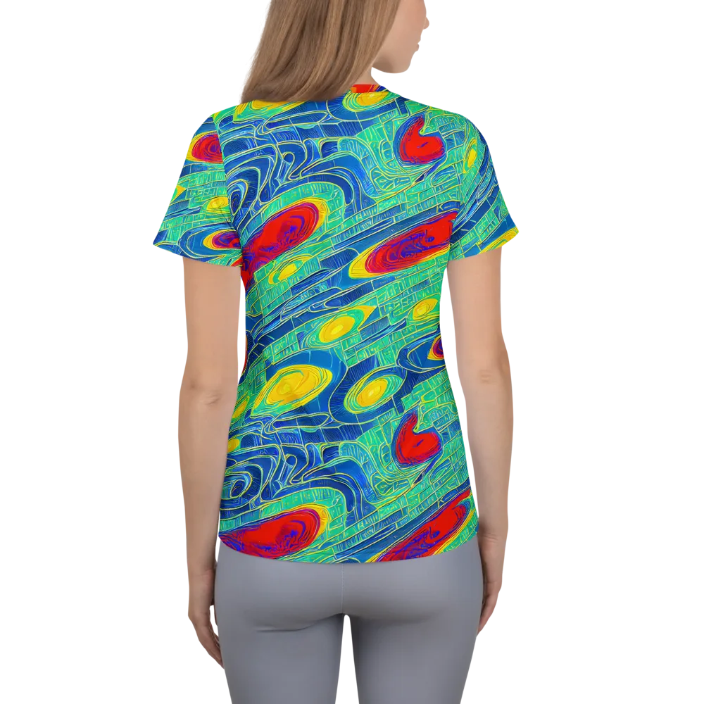 Neon Raceway on Women's Athletic T-Shirt — Back