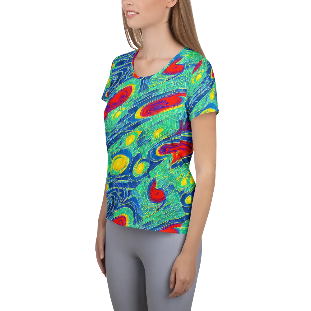 Neon Raceway on Women's Athletic T-Shirt — Left