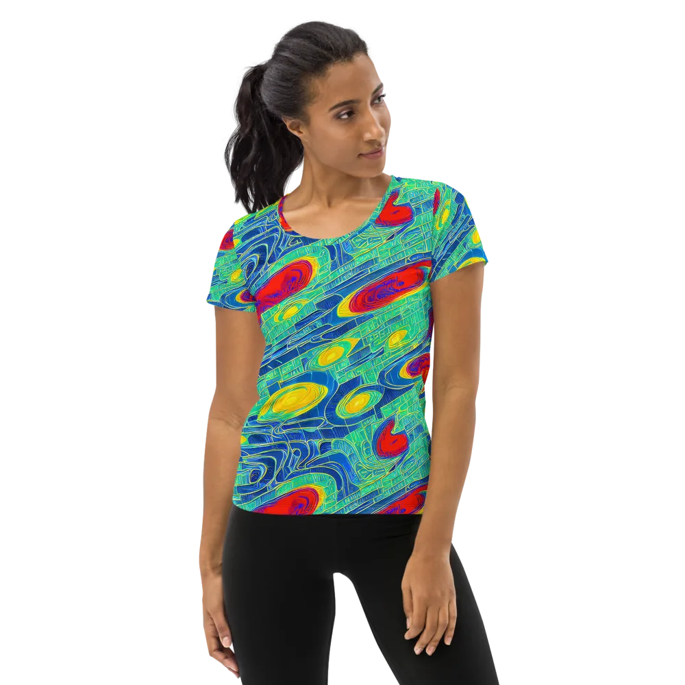 Neon Raceway on Women's Athletic T-Shirt — Front