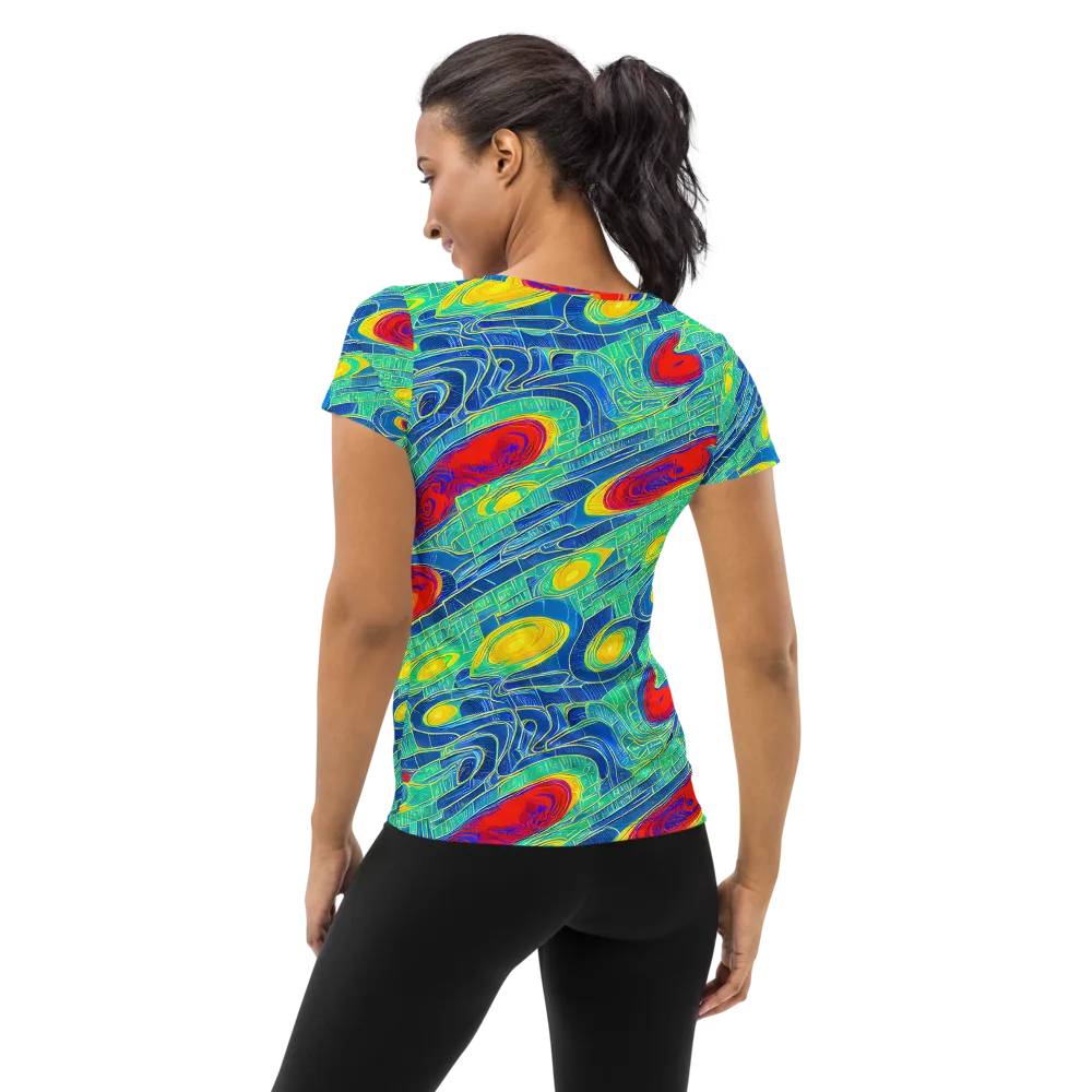 Neon Raceway on Women's Athletic T-Shirt — Back
