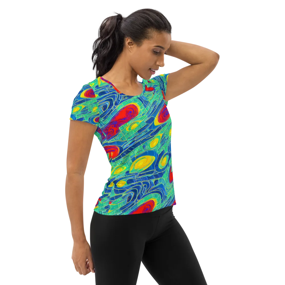 Neon Raceway on Women's Athletic T-Shirt — Right