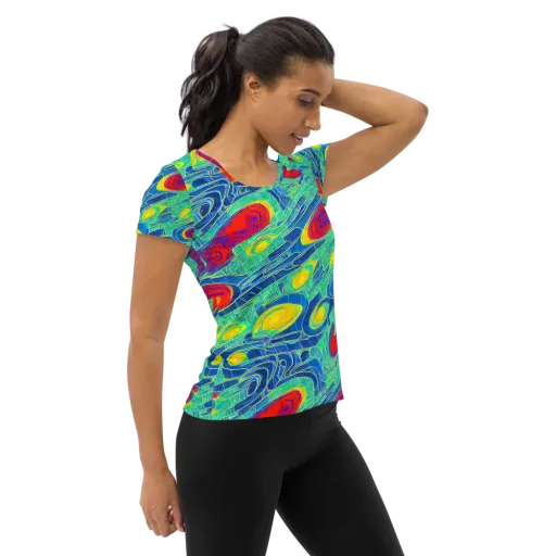 Neon Raceway on a Women's Athletic T-Shirt