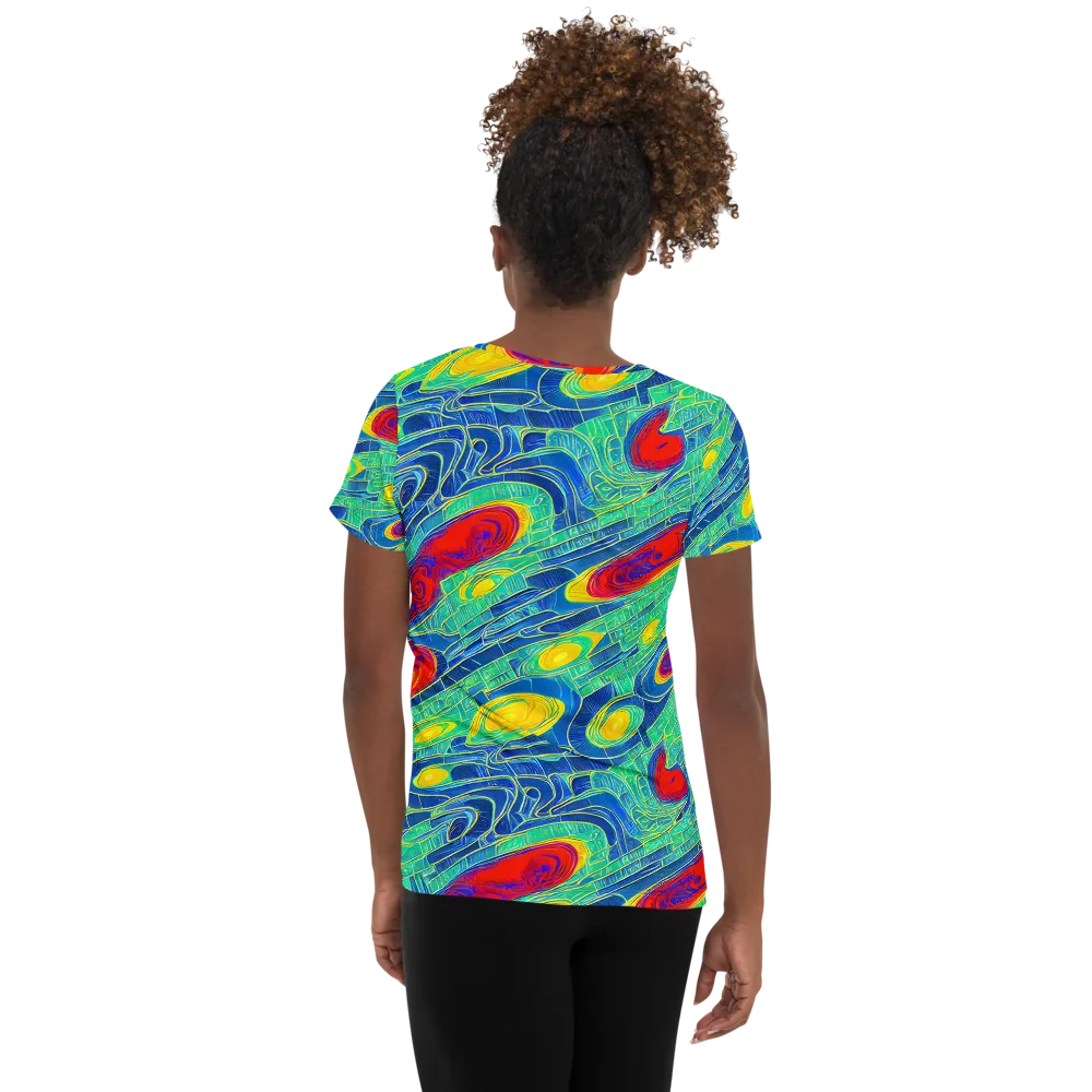 Neon Raceway on Women's Athletic T-Shirt — Back