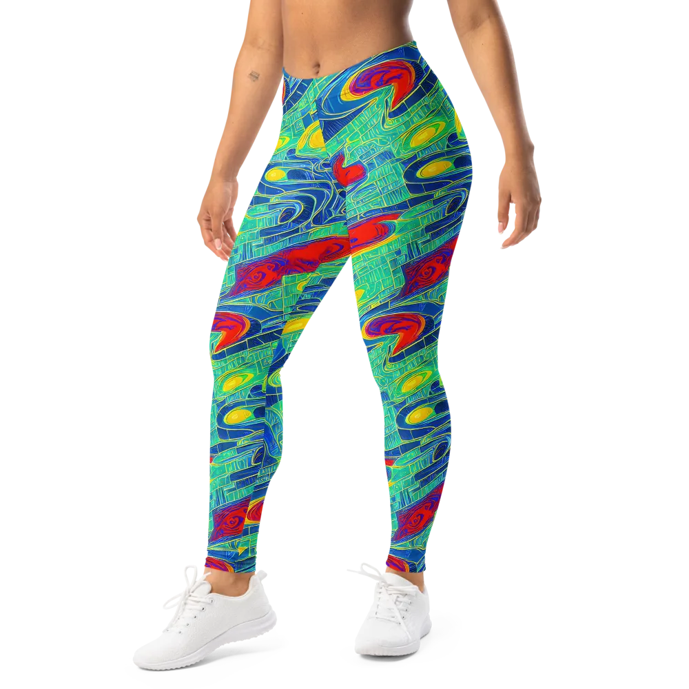 Neon Raceway on Leggings — Left Front