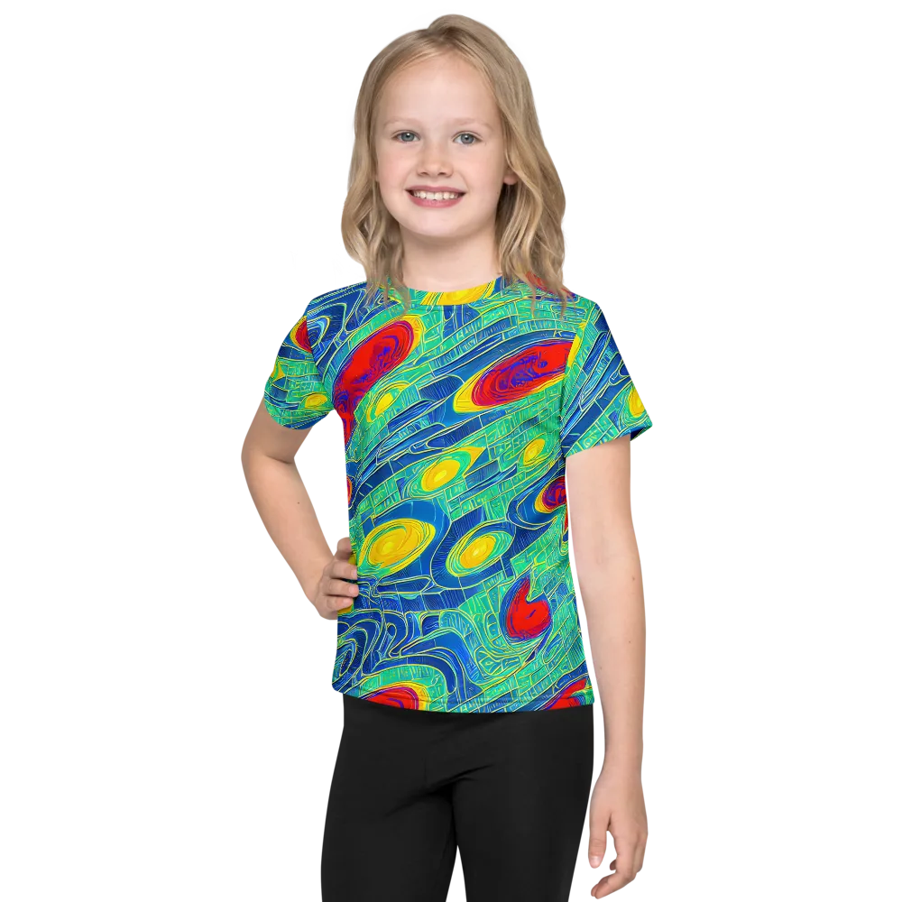 Neon Raceway on Kids Crew Neck T-Shirt — Front