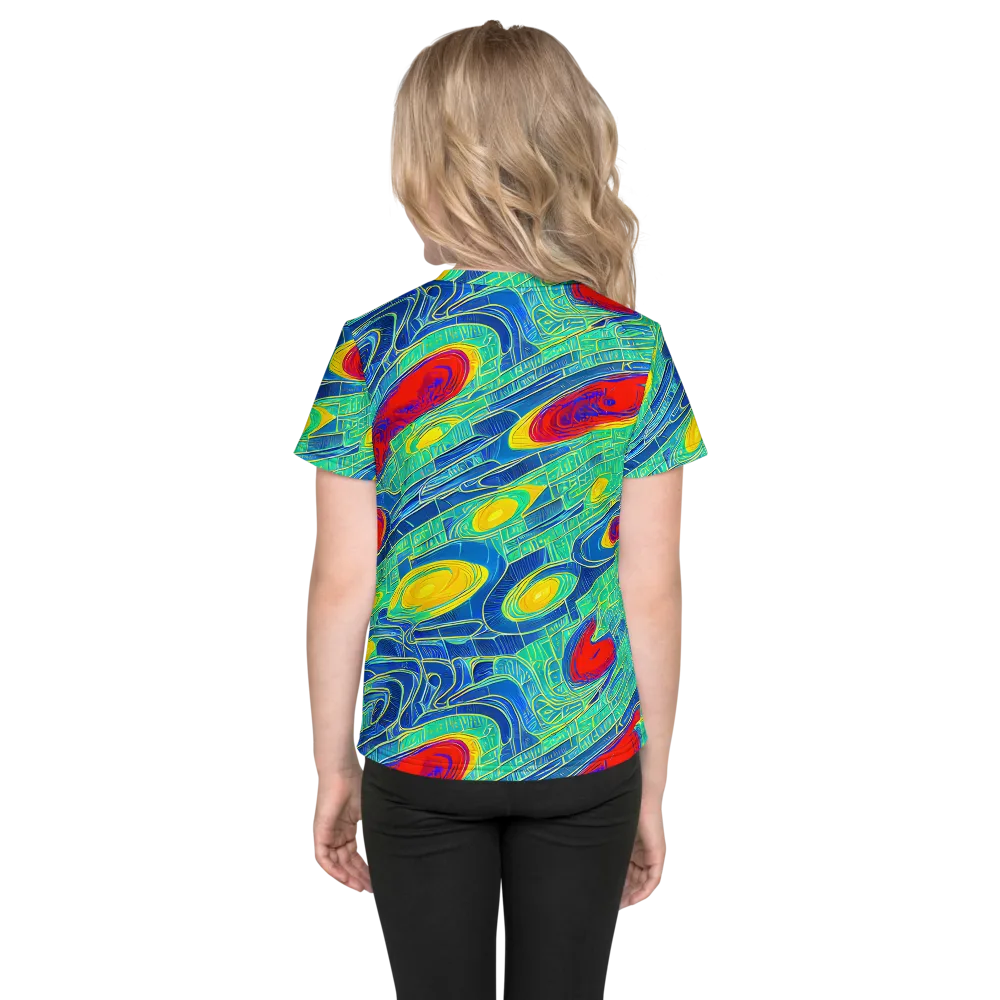 Neon Raceway on Kids Crew Neck T-Shirt — Back