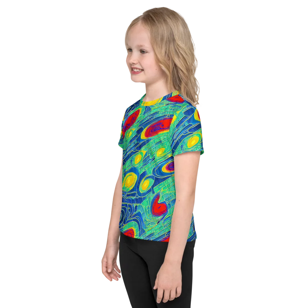 Neon Raceway on Kids Crew Neck T-Shirt — Left