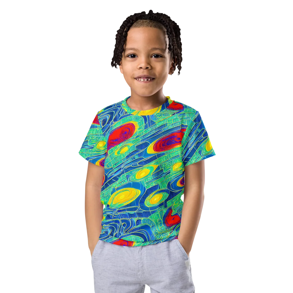 Neon Raceway on Kids Crew Neck T-Shirt — Front