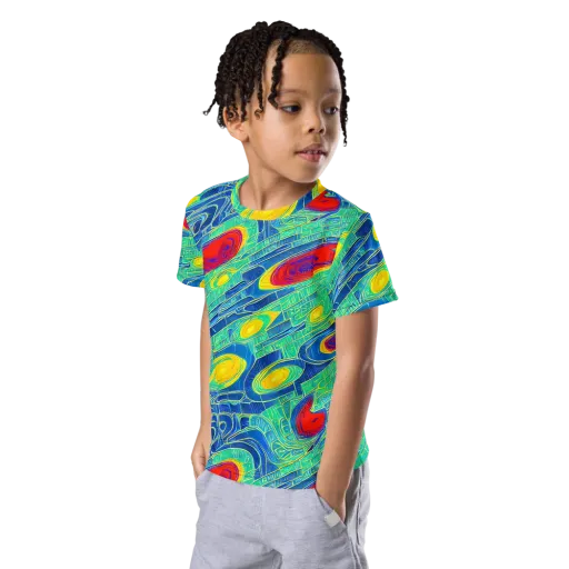 Neon Raceway on a Kids Crew Neck T-Shirt
