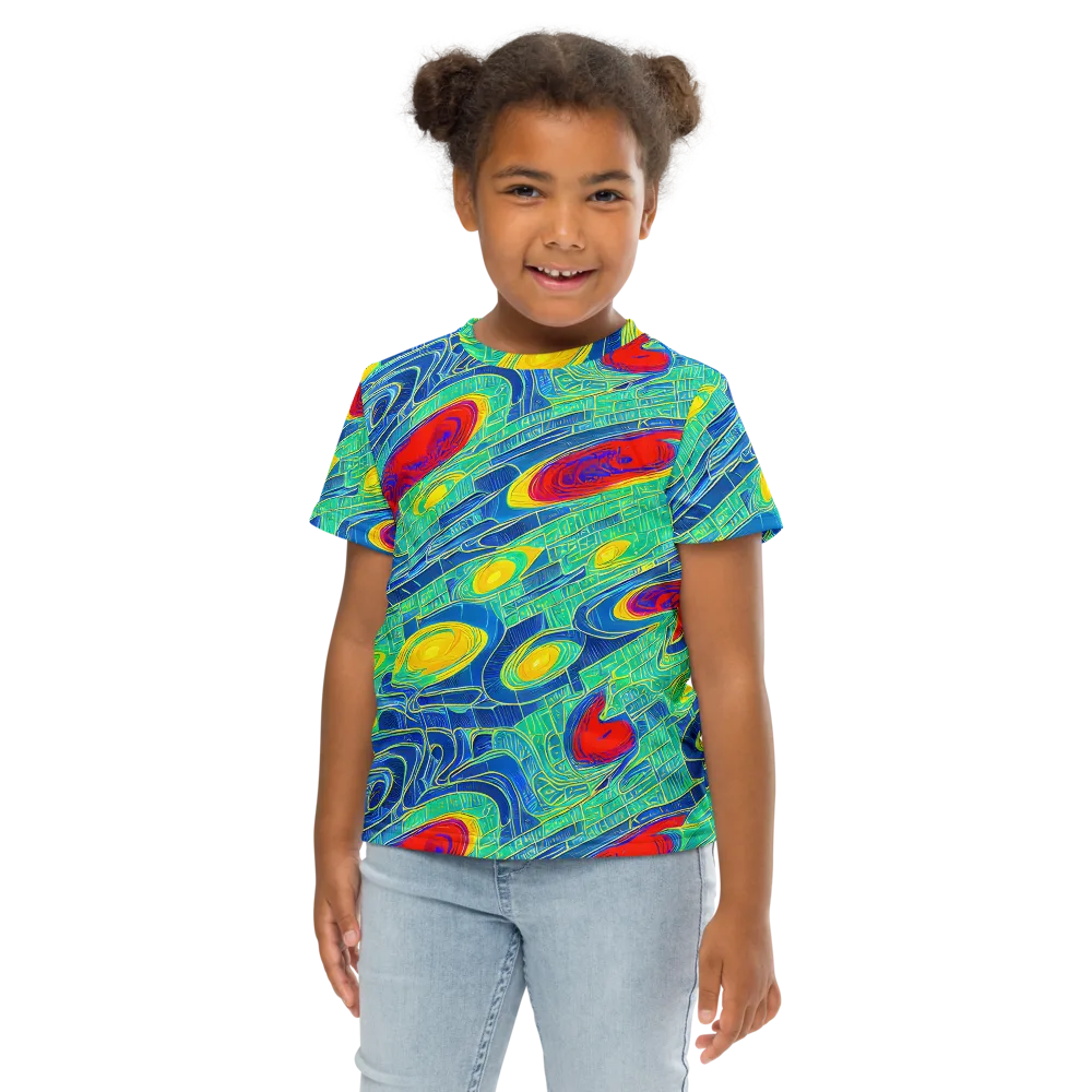 Neon Raceway on Kids Crew Neck T-Shirt — Front