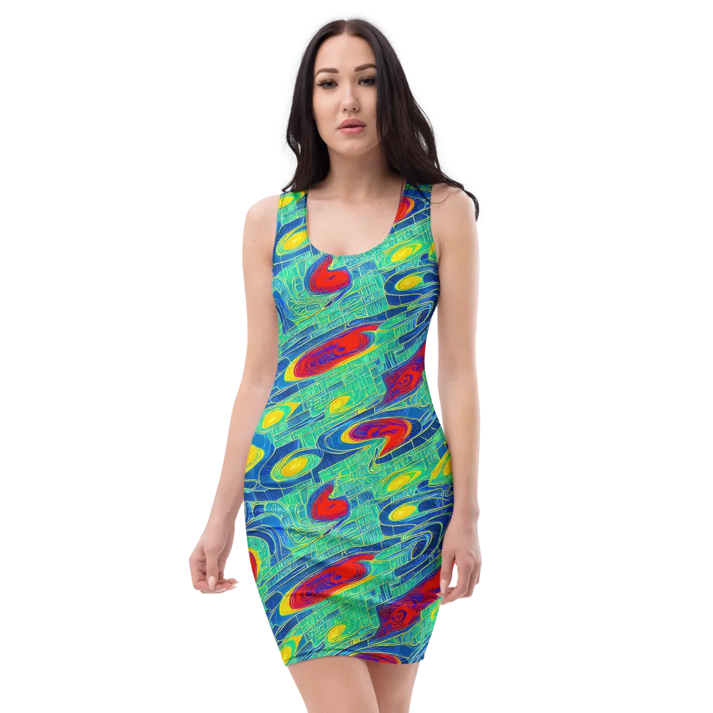 Neon Raceway on Bodycon Dress — Front