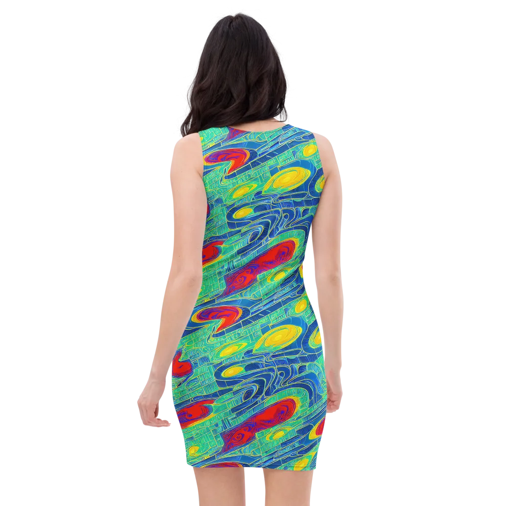 Neon Raceway on Bodycon Dress — Back