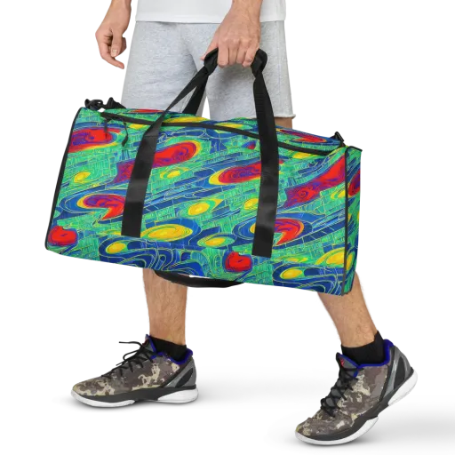 Neon Raceway on a Duffle Bag